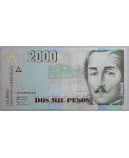 Колумбия 2000 песо 2014 UNC